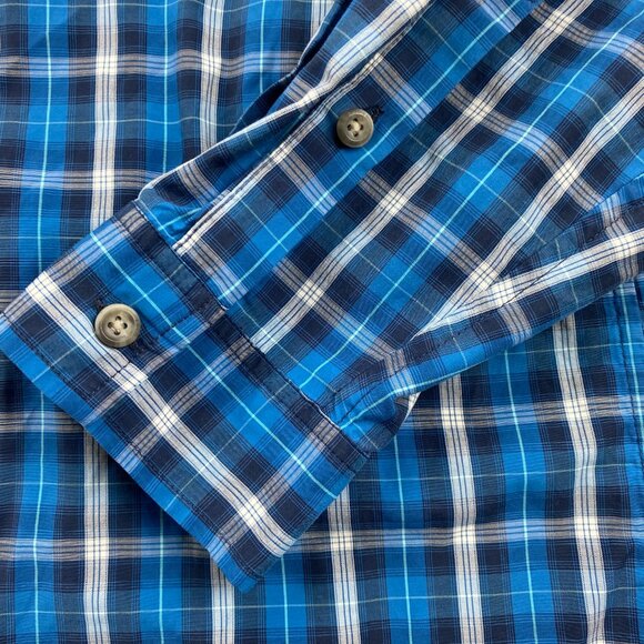 Eddie Bauer Shirt Men XL Blue Plaid Button Up Polo Lightweight Breathable Preppy - Picture 2 of 9